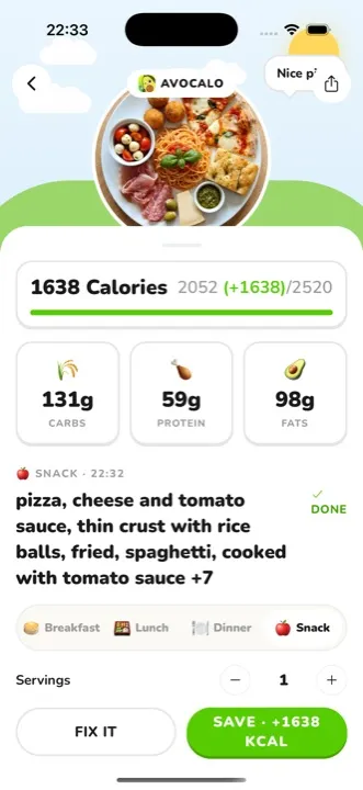 Preview of the Avocalo app, with its interface in English